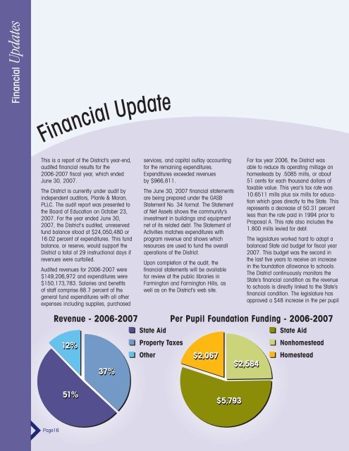 Annual Report 2006-2007 - Farmington Public Schools