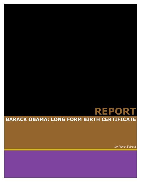 Report - Barack Obama: Long Form Birth Certificate