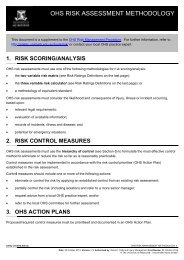 University of Melbourne OHS risk register - Safety