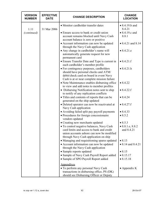 Navy Cash Standard Operating Procedures - Financial Management ...