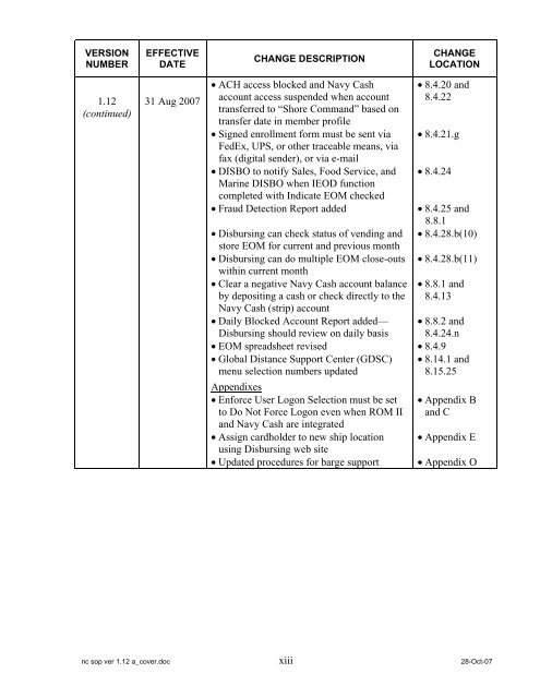 Navy Cash Standard Operating Procedures - Financial Management ...