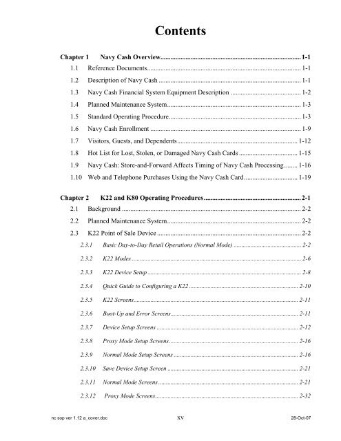 Navy Cash Standard Operating Procedures - Financial Management ...