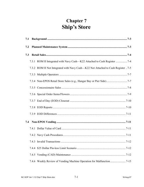 Navy Cash Standard Operating Procedures - Financial Management ...