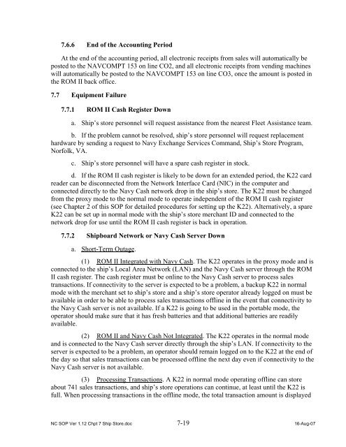 Navy Cash Standard Operating Procedures - Financial Management ...