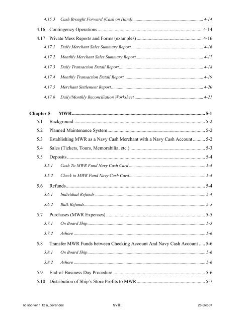 Navy Cash Standard Operating Procedures - Financial Management ...