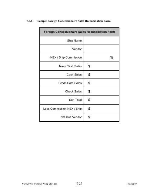 Navy Cash Standard Operating Procedures - Financial Management ...