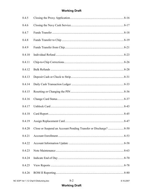 Navy Cash Standard Operating Procedures - Financial Management ...