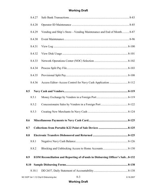 Navy Cash Standard Operating Procedures - Financial Management ...