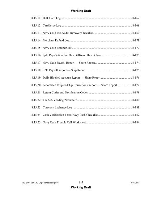 Navy Cash Standard Operating Procedures - Financial Management ...