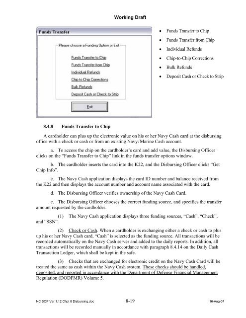 Navy Cash Standard Operating Procedures - Financial Management ...