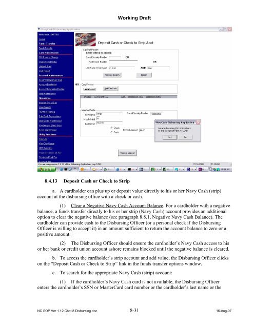 Navy Cash Standard Operating Procedures - Financial Management ...