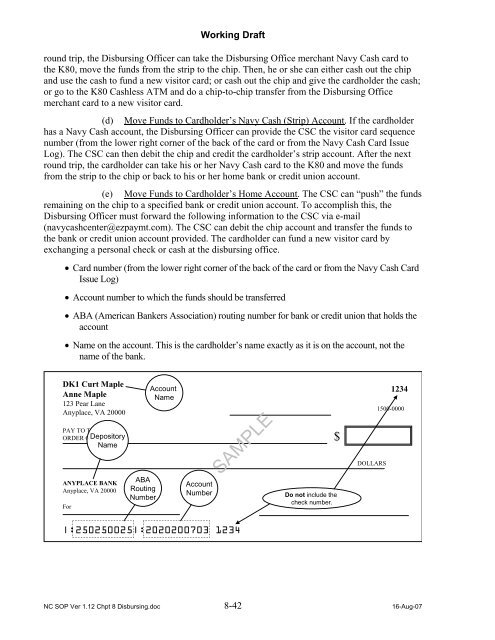 Navy Cash Standard Operating Procedures - Financial Management ...