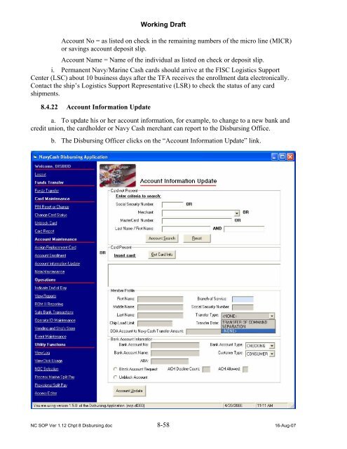 Navy Cash Standard Operating Procedures - Financial Management ...