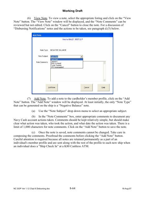 Navy Cash Standard Operating Procedures - Financial Management ...