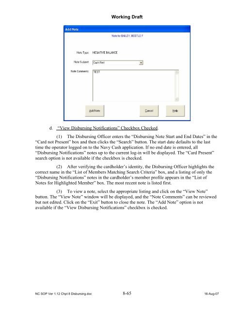 Navy Cash Standard Operating Procedures - Financial Management ...