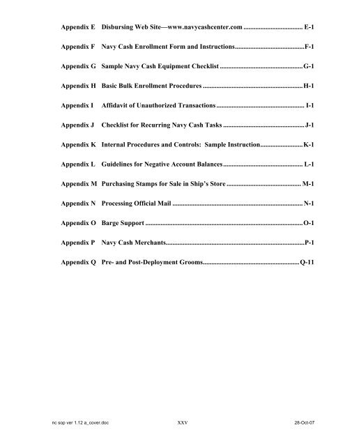 Navy Cash Standard Operating Procedures - Financial Management ...