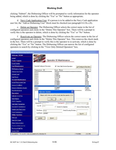 Navy Cash Standard Operating Procedures - Financial Management ...