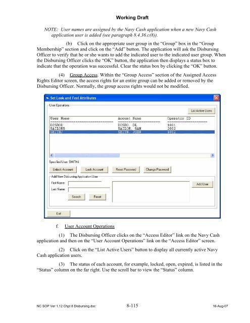 Navy Cash Standard Operating Procedures - Financial Management ...