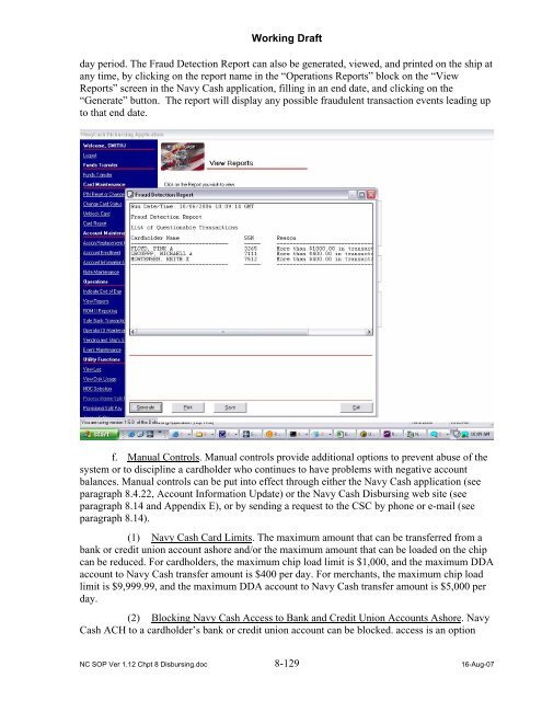 Navy Cash Standard Operating Procedures - Financial Management ...