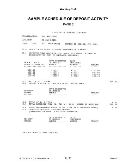 Navy Cash Standard Operating Procedures - Financial Management ...