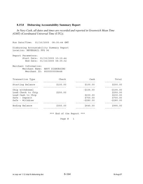 Navy Cash Standard Operating Procedures - Financial Management ...