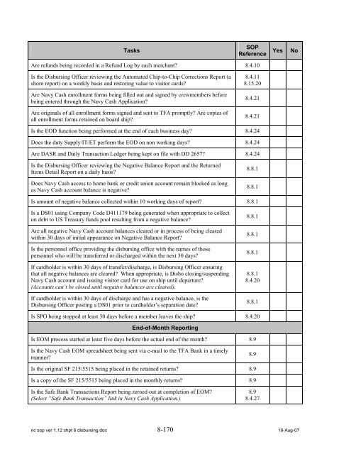 Navy Cash Standard Operating Procedures - Financial Management ...