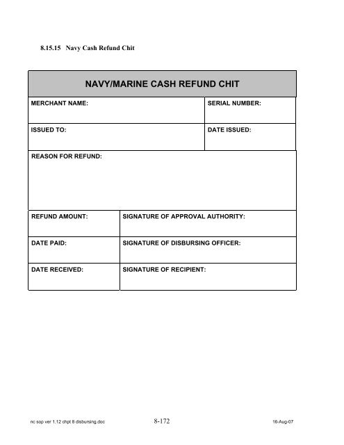 Navy Cash Standard Operating Procedures - Financial Management ...