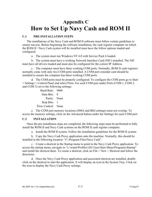 Navy Cash Standard Operating Procedures - Financial Management ...