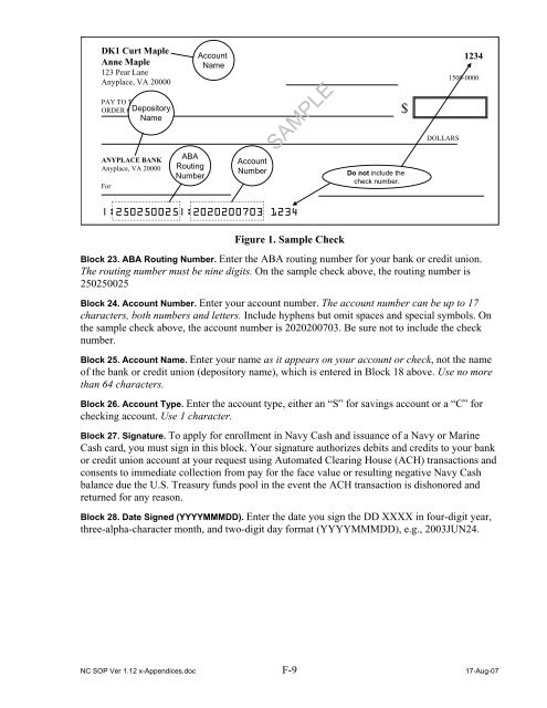 Navy Cash Standard Operating Procedures - Financial Management ...