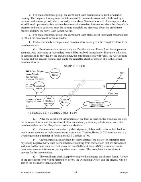 Navy Cash Standard Operating Procedures - Financial Management ...