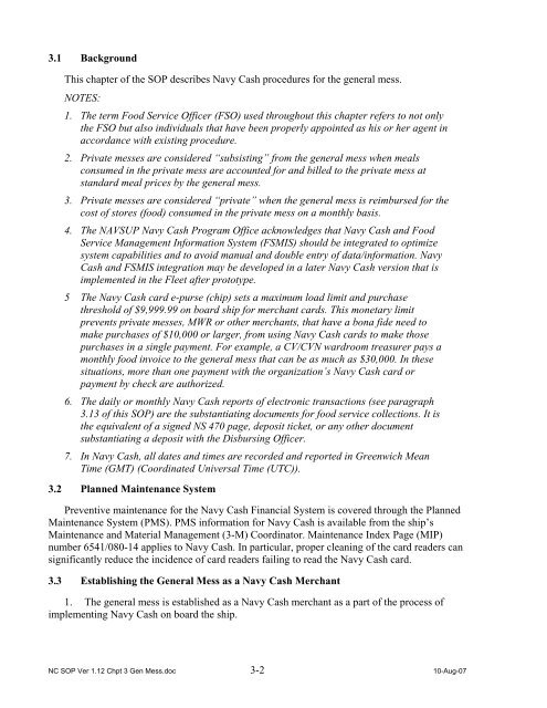 Navy Cash Standard Operating Procedures - Financial Management ...