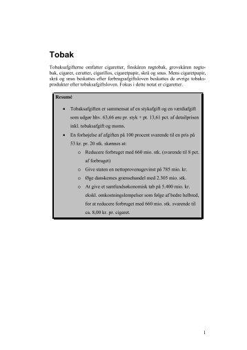 Notat om tobak i pdf-format - Skatteministeriet