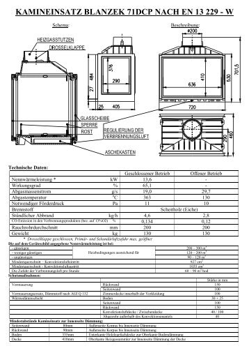 KAMINEINSATZ BLANZEK 71DCP NACH EN 13 229 - W