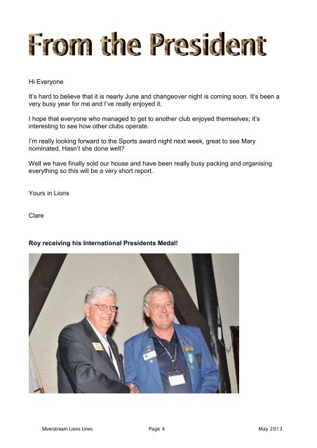 May 2013 - Lions Clubs New Zealand