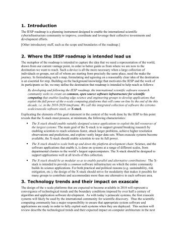 1. Introduction 2. Where the IESP roadmap is intended lead us 3 ...
