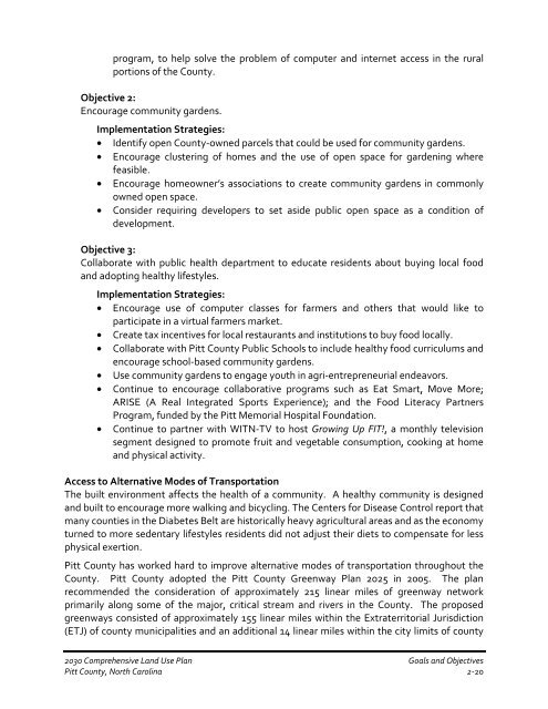 2030 Comprehensive Land Use Plan - Pitt County Government