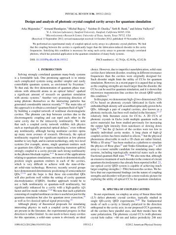 Design and analysis of photonic crystal coupled cavity arrays for ...