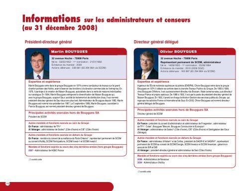 Informations sur les administrateurs et censeurs (au 31 ... - Bouygues