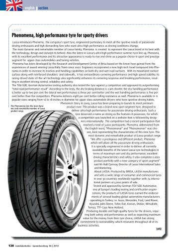 Phenomena, high performance tyre for sporty ... - Gummibereifung