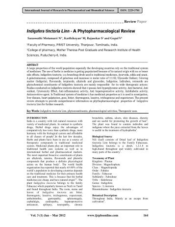 Indigofera tinctoria Linn - A Phytopharmacological Review