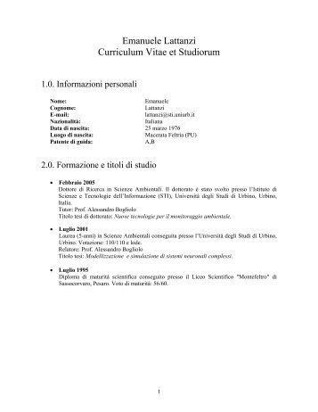 Emanuele Lattanzi Curriculum Vitae et Studiorum - Information ...