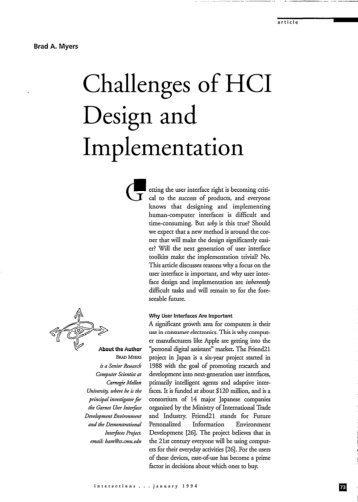 Challenges of HCI Design and Implementation