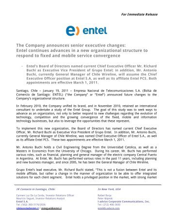 Entel continues advances in a new organizational structure to ...