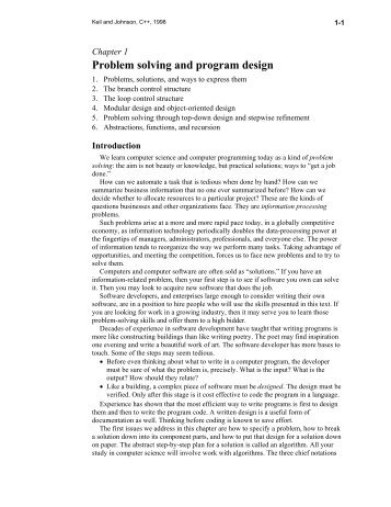 Problem solving and program design - Framingham State University