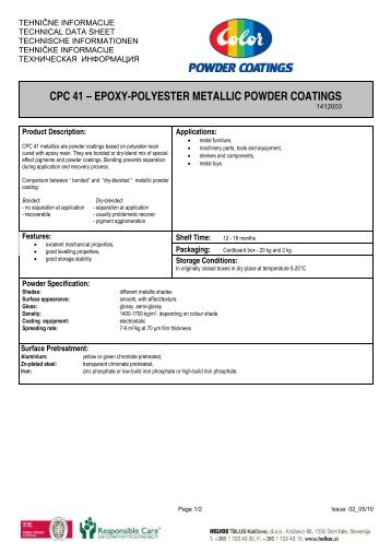 cpc 41 â epoxy-polyester metallic powder coatings - Helios