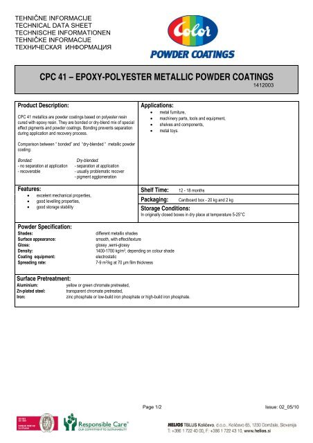 cpc 41 â epoxy-polyester metallic powder coatings - Helios