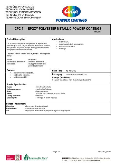 cpc 41 â epoxy-polyester metallic powder coatings - Helios