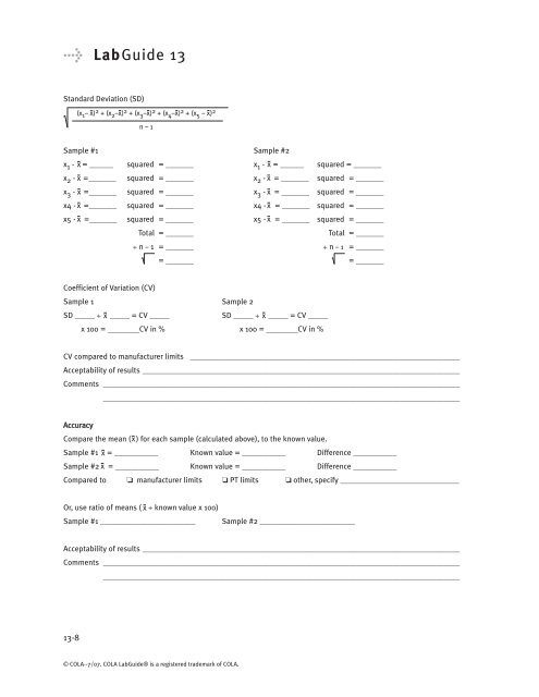 How to Verify Performance Specifications - COLA