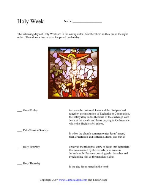 Holy Week Worksheet - Catholic Mom