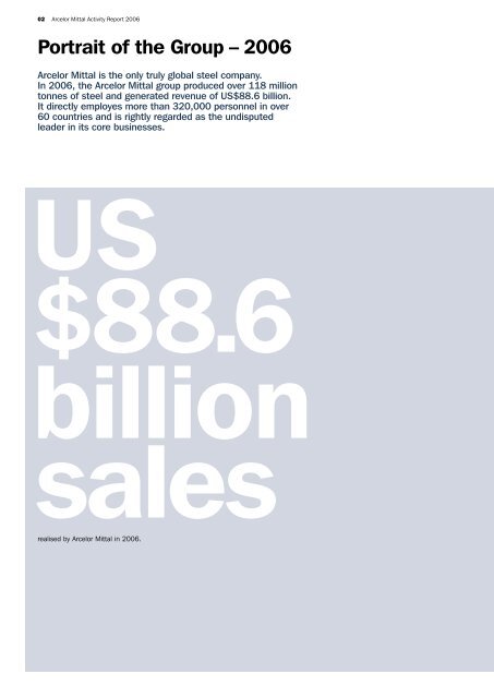 Arcelor Mittal Activity Report 2006 - paperJam